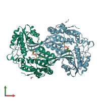 PDB entry 6wsb coloured by chain, front view.