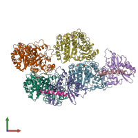 PDB entry 6wsl coloured by chain, front view.