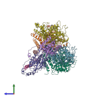 PDB entry 6wsl coloured by chain, side view.