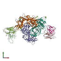 PDB entry 6wth coloured by chain, front view.