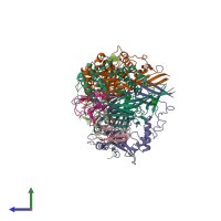 PDB entry 6wth coloured by chain, side view.