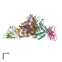 PDB entry 6wth coloured by chain, top view.