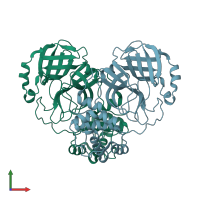 PDB entry 6wtm coloured by chain, front view.