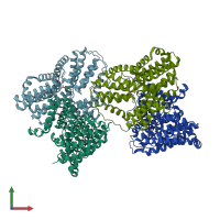 PDB entry 6wtx coloured by chain, front view.