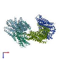PDB entry 6wtx coloured by chain, top view.