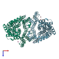 PDB entry 6wu2 coloured by chain, top view.