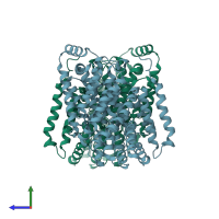 PDB entry 6wu4 coloured by chain, side view.