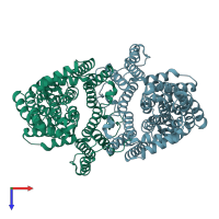 PDB entry 6wu4 coloured by chain, top view.