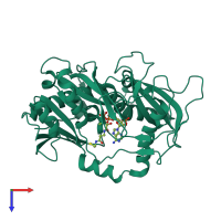 PDB entry 6wuk coloured by chain, top view.