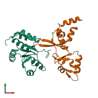 PDB entry 6wur coloured by chain, front view.