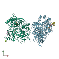 PDB entry 6wv1 coloured by chain, front view.