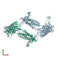 PDB entry 6wv7 coloured by chain, front view.