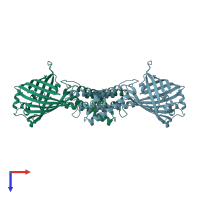 PDB entry 6wv7 coloured by chain, top view.