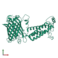 PDB entry 6wv9 coloured by chain, front view.