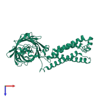 PDB entry 6wv9 coloured by chain, top view.