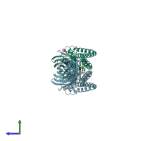 PDB entry 6wvg coloured by chain, side view.