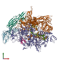 PDB entry 6wvj coloured by chain, front view.