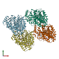 PDB entry 6wvl coloured by chain, front view.