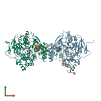 PDB entry 6wvo coloured by chain, front view.