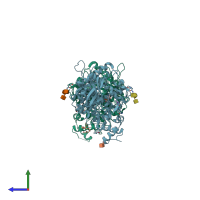 PDB entry 6wvo coloured by chain, side view.