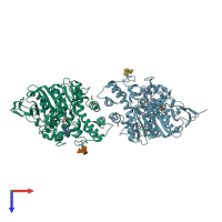 PDB entry 6wvo coloured by chain, top view.