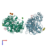 PDB entry 6wvq coloured by chain, top view.