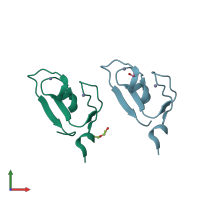 PDB entry 6ww3 coloured by chain, front view.