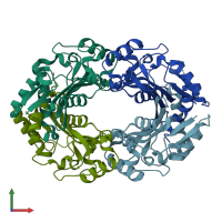 PDB entry 6wwd coloured by chain, front view.