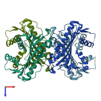 PDB entry 6wwd coloured by chain, top view.