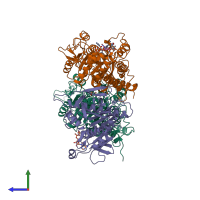 PDB entry 6wwq coloured by chain, side view.