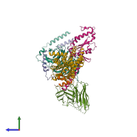 PDB entry 6wwz coloured by chain, side view.