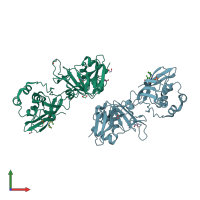 PDB entry 6wxc coloured by chain, front view.