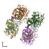 PDB entry 6wy0 coloured by chain, front view.