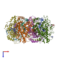 PDB entry 6wy0 coloured by chain, top view.
