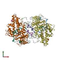 PDB entry 6wy7 coloured by chain, front view.
