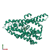 PDB entry 6wyk coloured by chain, front view.