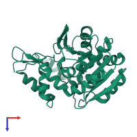 PDB entry 6wym coloured by chain, top view.