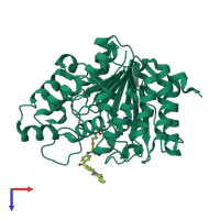 PDB entry 6wyp coloured by chain, top view.
