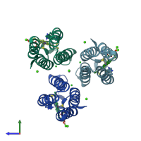 PDB entry 6wz7 coloured by chain, side view.