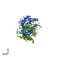 PDB entry 6wzo coloured by chain, side view.
