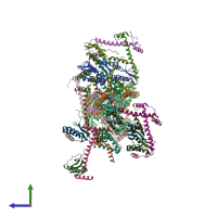 PDB entry 6x0a coloured by chain, side view.