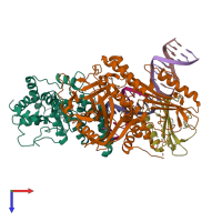 PDB entry 6x0l coloured by chain, top view.