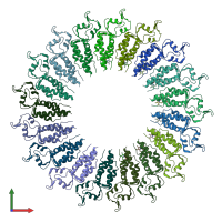 PDB entry 6x0q coloured by chain, front view.