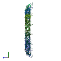 PDB entry 6x0r coloured by chain, side view.