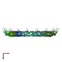PDB entry 6x0r coloured by chain, top view.