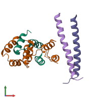 PDB entry 6x0v coloured by chain, front view.