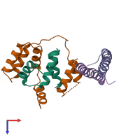 PDB entry 6x0v coloured by chain, top view.