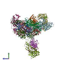 PDB entry 6x1t coloured by chain, side view.