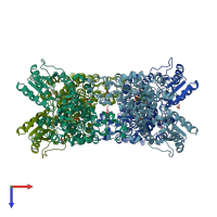 PDB entry 6x24 coloured by chain, top view.