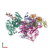 PDB entry 6x2n coloured by chain, front view.